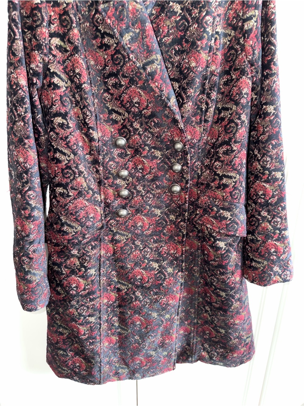Free People Fox Trot Equestrian Coat Long Military Jacket Jacquard - Picture 5 of 12